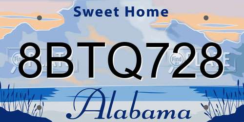 8BTQ728 Alabama License Plate