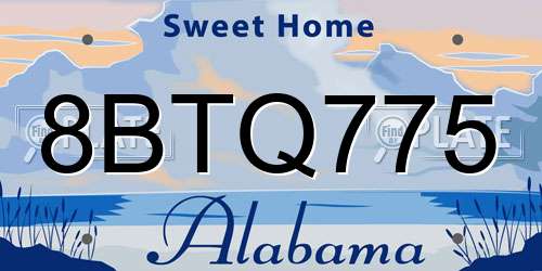 8BTQ775 Alabama License Plate