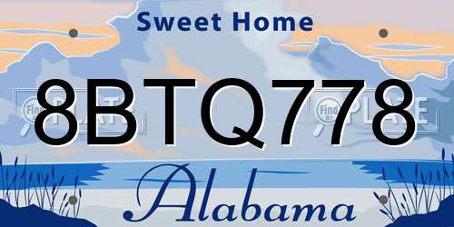 8BTQ778 Alabama License Plate