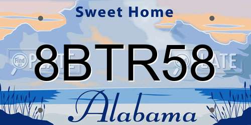 8BTR58 Alabama License Plate