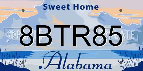 8BTR85 Alabama License Plate