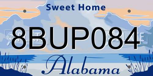 8BUP084 Alabama License Plate