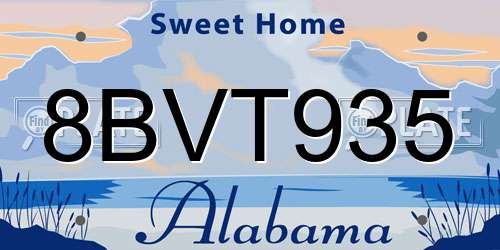 8BVT935 Alabama License Plate