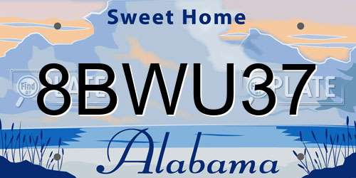8BWU37 Alabama License Plate