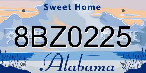 8BZ0225 Alabama License Plate