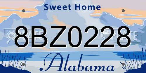 8BZ0228 Alabama License Plate