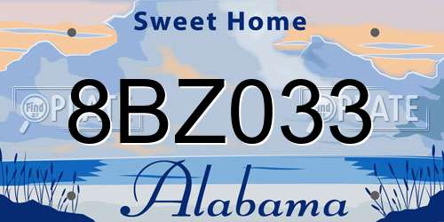 8BZ033 Alabama License Plate