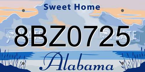 8BZ0725 Alabama License Plate