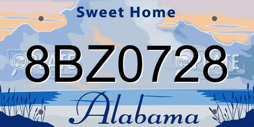 8BZ0728 Alabama License Plate