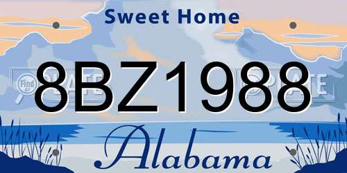 8BZ1988 Alabama License Plate
