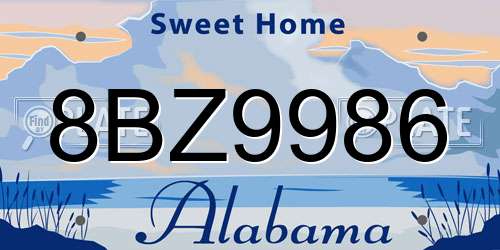 8BZ9986 Alabama License Plate