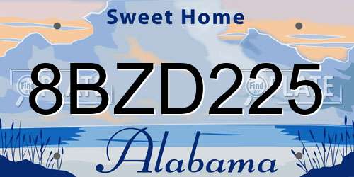 8BZD225 Alabama License Plate