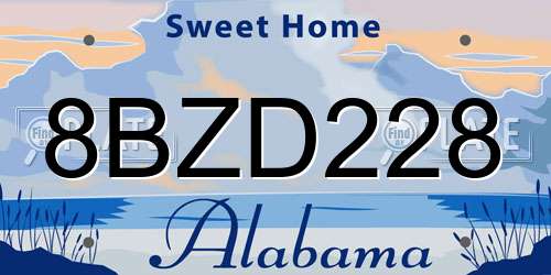 8BZD228 Alabama License Plate