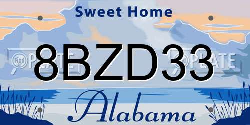 8BZD33 Alabama License Plate