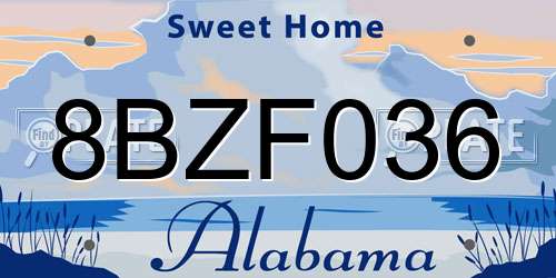8BZF036 Alabama License Plate