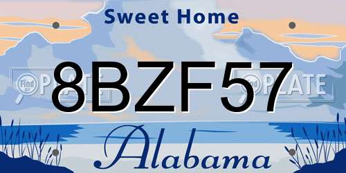 8BZF57 Alabama License Plate