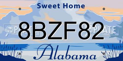 8BZF82 Alabama License Plate