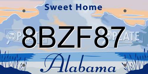 8BZF87 Alabama License Plate