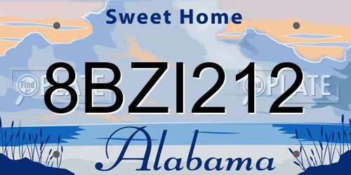 8BZI212 Alabama License Plate