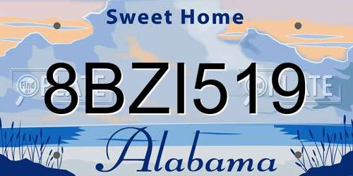 8BZI519 Alabama License Plate
