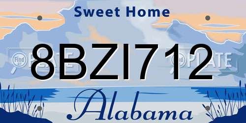 8BZI712 Alabama License Plate