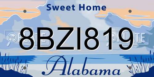 8BZI819 Alabama License Plate