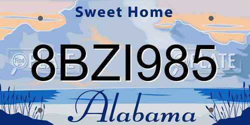 8BZI985 Alabama License Plate