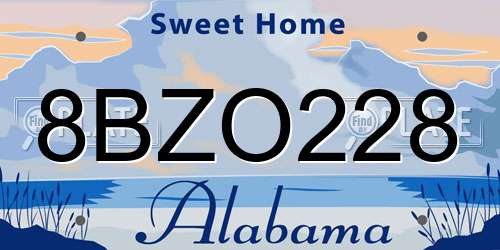8BZO228 Alabama License Plate
