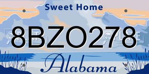 8BZO278 Alabama License Plate