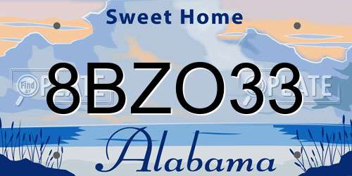 8BZO33 Alabama License Plate