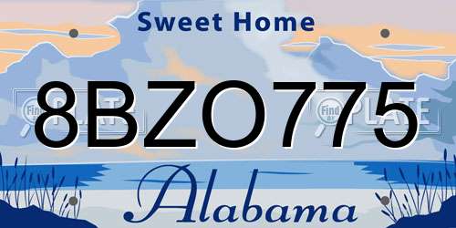 8BZO775 Alabama License Plate