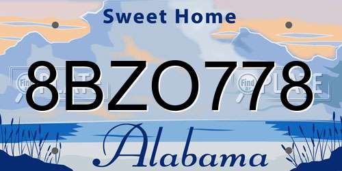 8BZO778 Alabama License Plate