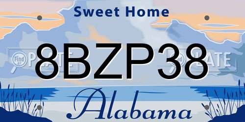 8BZP38 Alabama License Plate