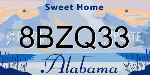 8BZQ33 Alabama License Plate
