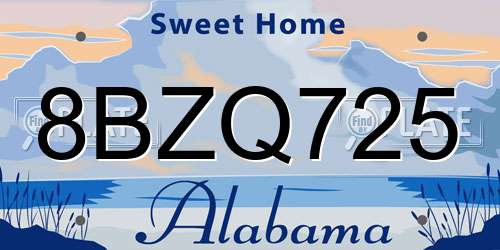 8BZQ725 Alabama License Plate