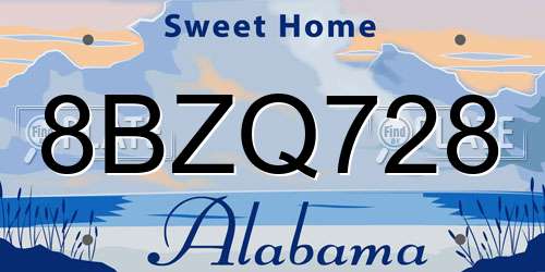 8BZQ728 Alabama License Plate