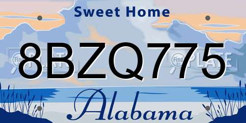 8BZQ775 Alabama License Plate