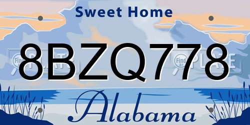 8BZQ778 Alabama License Plate