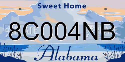 8C004NB Alabama License Plate