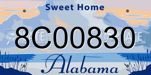 8C00830 Alabama License Plate
