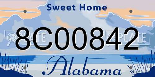 8C00842 Alabama License Plate
