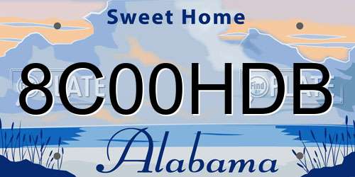 8C00HDB Alabama License Plate