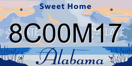 8C00M17 Alabama License Plate