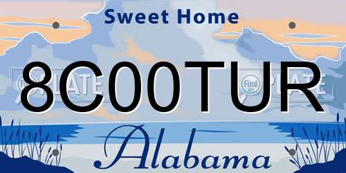 8C00TUR Alabama License Plate