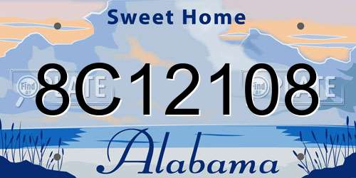 8C12108 Alabama License Plate