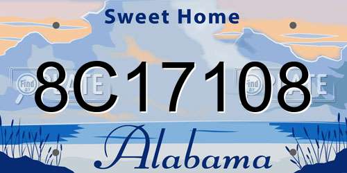 8C17108 Alabama License Plate