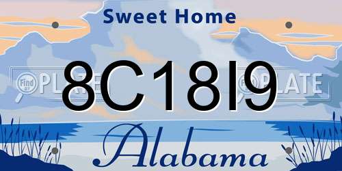 8C18I9 Alabama License Plate