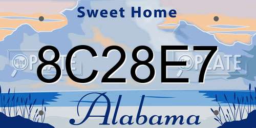 8C28E7 Alabama License Plate