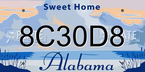 8C30D8 Alabama License Plate