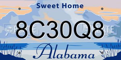 8C30Q8 Alabama License Plate